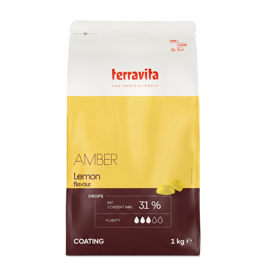 Obrazek AMBER LEMON polewa o smaku cytrynowym w formie dropsów 1 kg Terravita