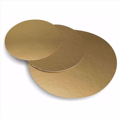 Obrazek PODKŁAD POD TORT ZŁOTY GŁADKI 14CM ALFATEC
