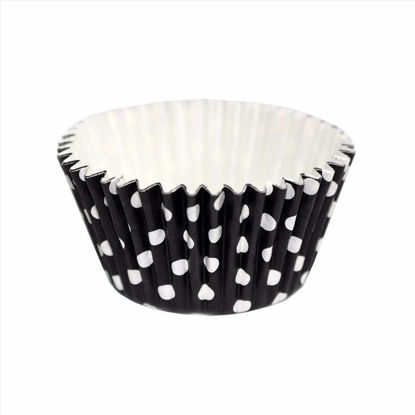 Obrazek PAPILOTKA DO MUFFINEK POLKA W BIAŁE GROSZKI CZARNA OP.90SZT