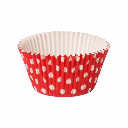 Obrazek PAPILOTKA DO MUFFINEK POLKA W BIAŁE GROCHY CZERWONE OP.90SZT
