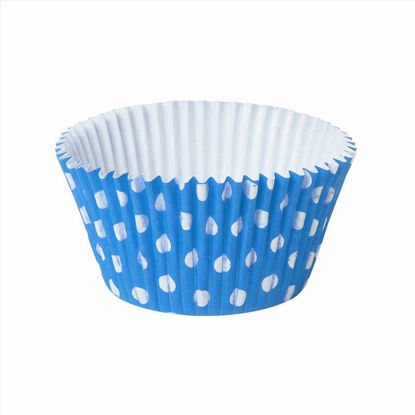 Obrazek PAPILOTKA DO MUFFINEK POLKA W BIAŁE GROSZKI NIEBIESKIE OP.90SZT.