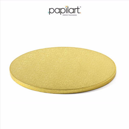 Obrazek PODKŁAD POD TORT ANGIELSKI ZŁOTY 25CM X 1,2CM PAPILART
